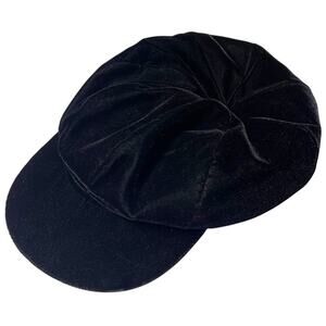 Vintage A. Brod Velvet Newsboy Cap – Black Soft Velvet, Lined